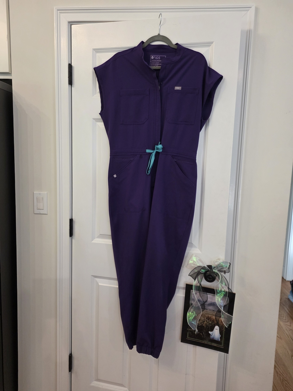 Figs Women's Purple Rafaela Jumpsuit with Teal Drawstring